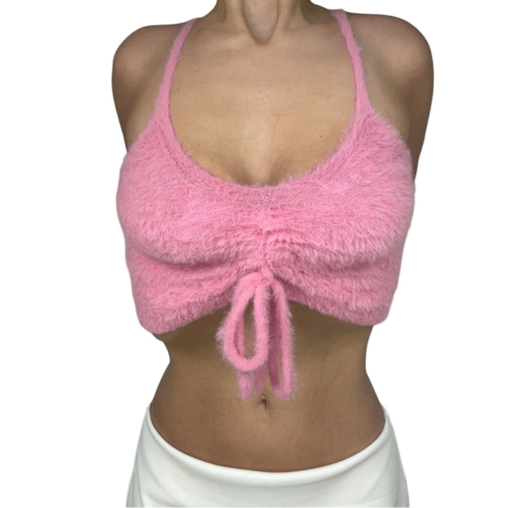 Fuzzy Pink Knit Top